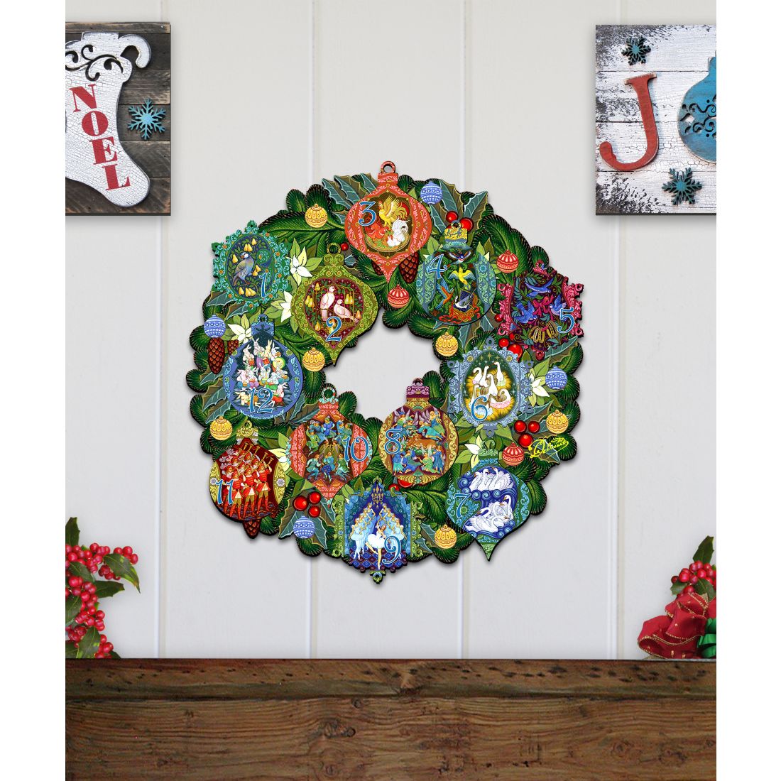 12 Days of Christmas Wooden Door Wreath