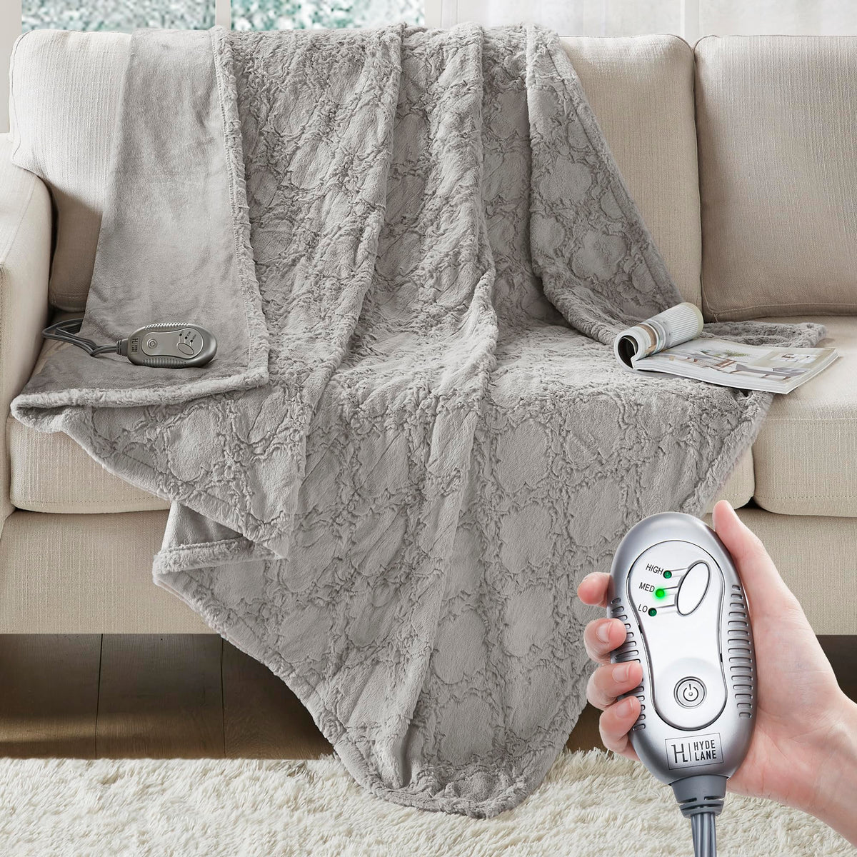 Hyde Lane Heated Throw Blanket, 60 x 70 in, Sherpa Back