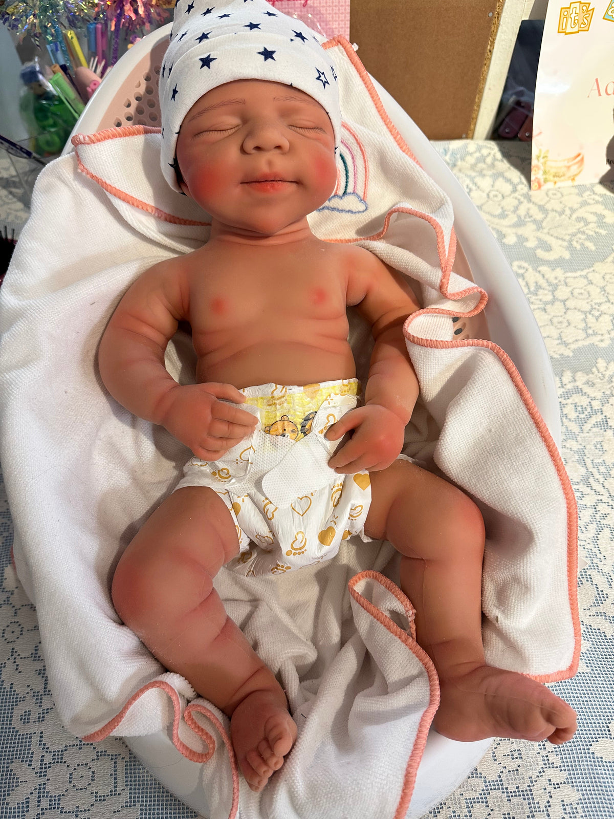 Hendrix Full-Silicone Newborn Reborn Doll, 19 in