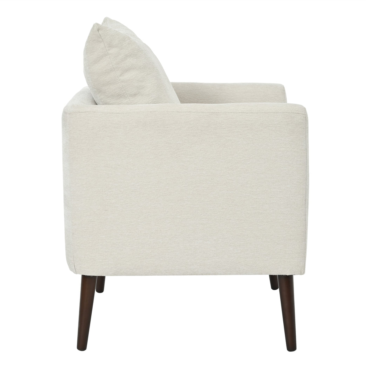 Mid-Century Chenille Accent Chair with Pillow, Beige