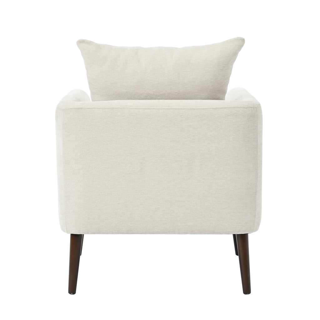 Mid-Century Chenille Accent Chair with Pillow, Beige