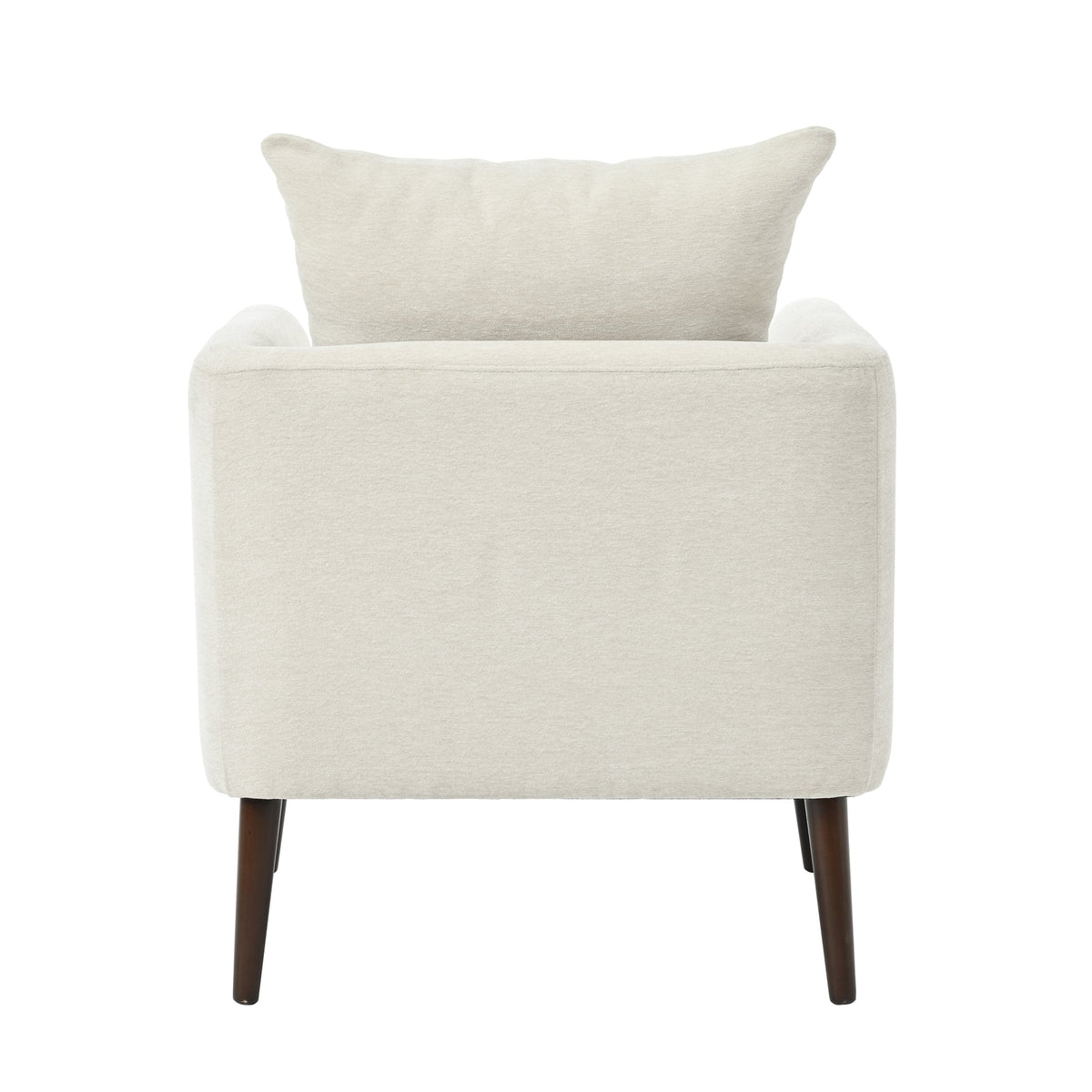 Mid-Century Chenille Accent Chair with Pillow, Beige