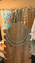 Turquoise and Sterling Silver Pearl Necklace, 4 mm