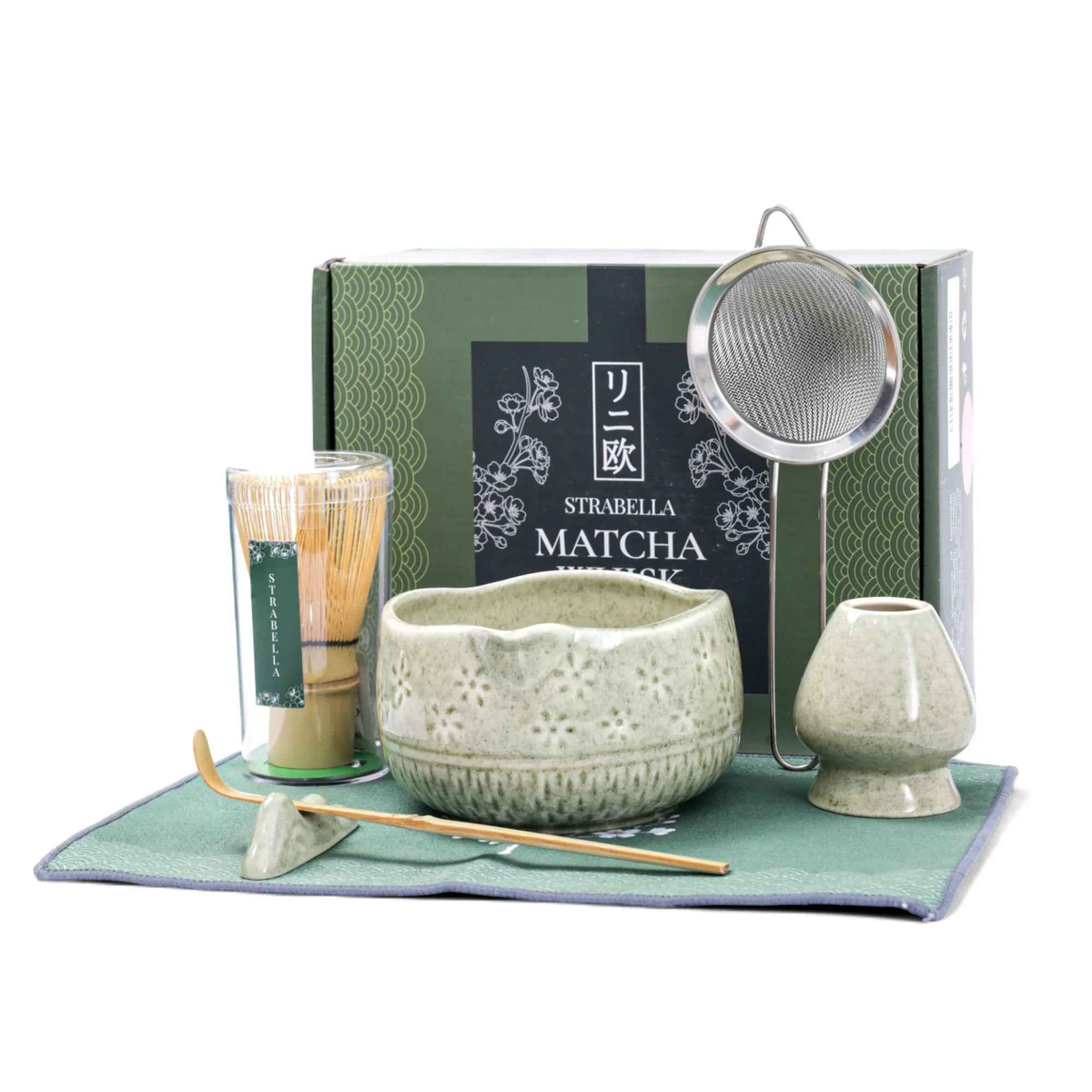 Matcha Whisk Gift Set, Bamboo Whisk and Ceramic Bowl