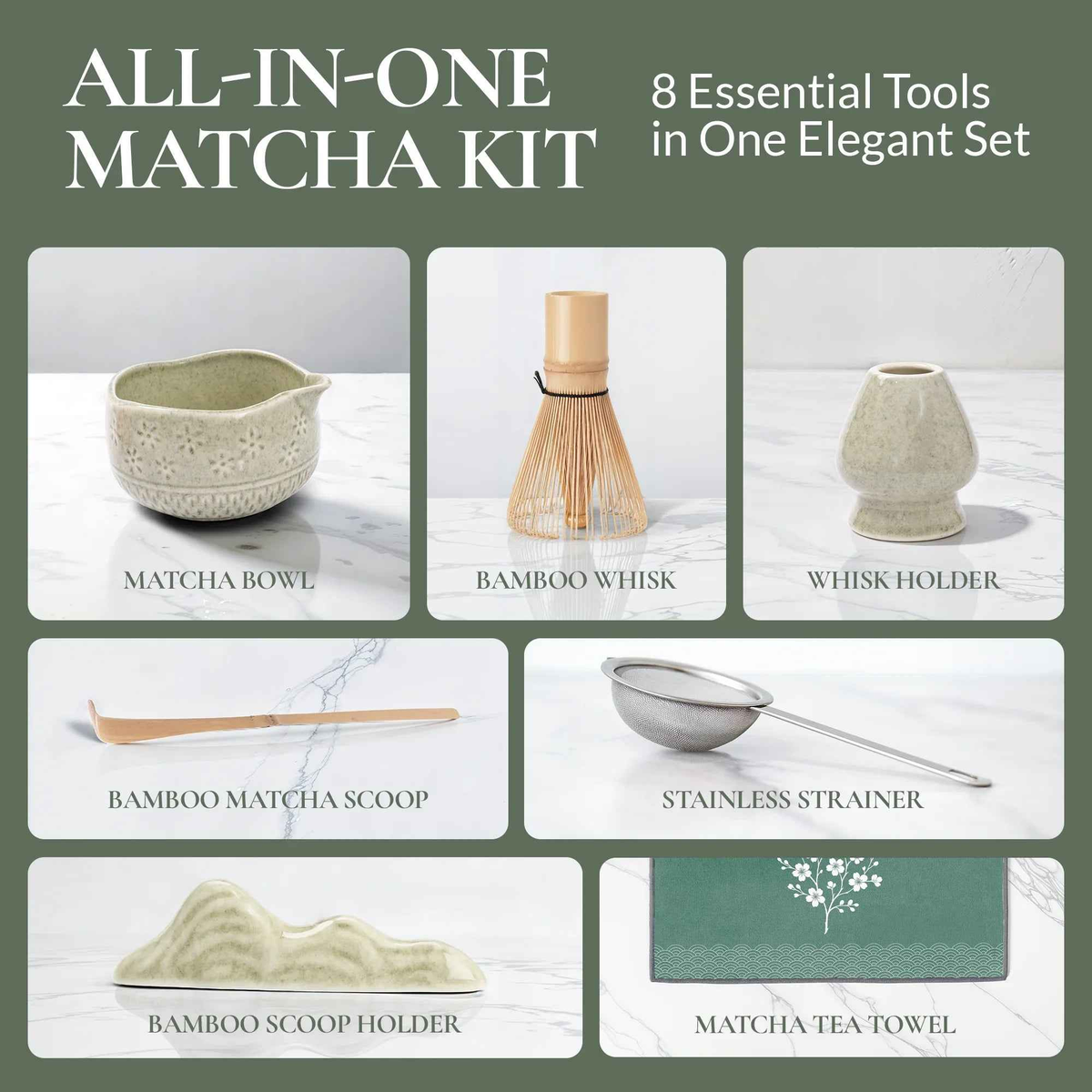 Matcha Whisk Gift Set, Bamboo Whisk and Ceramic Bowl