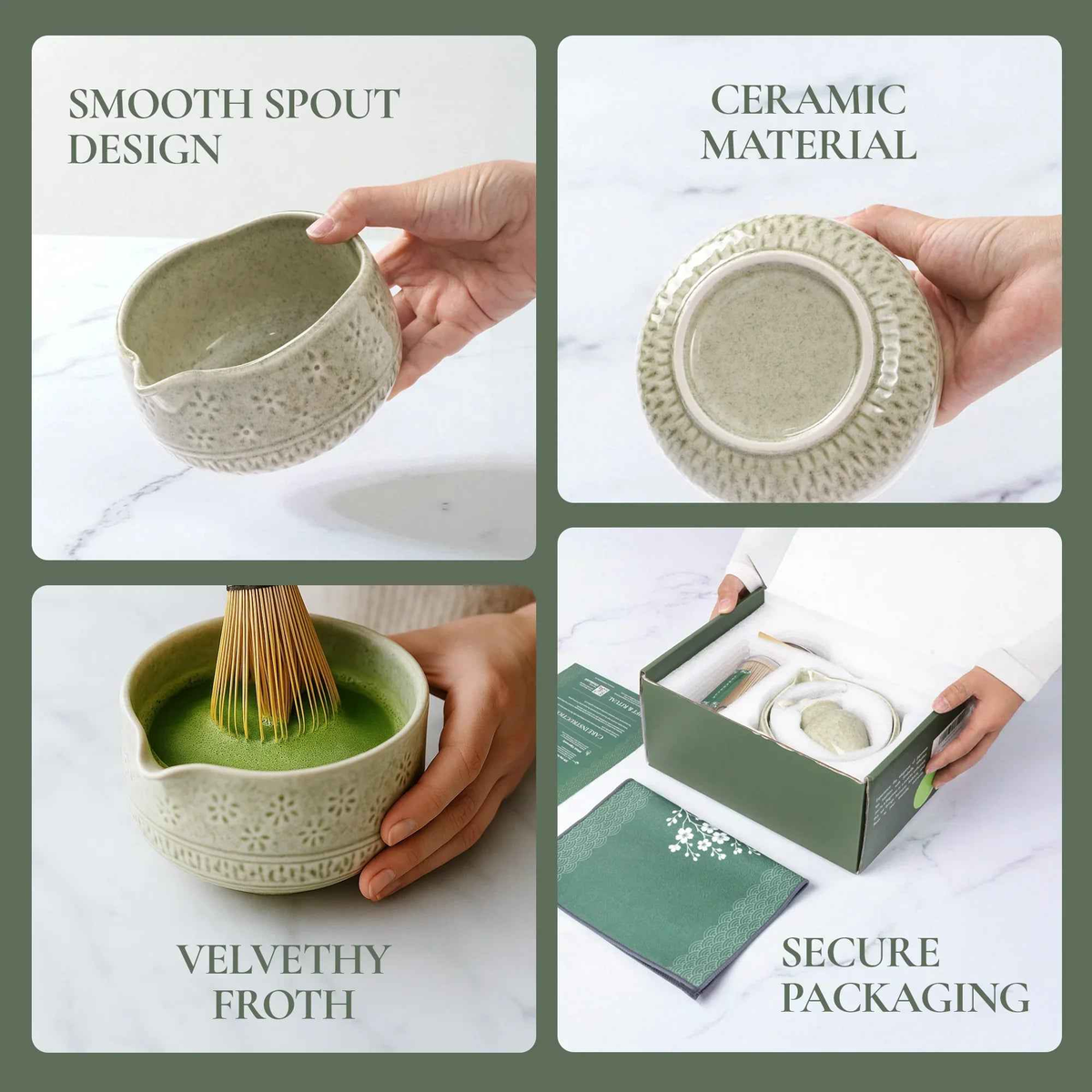 Matcha Whisk Gift Set, Bamboo Whisk and Ceramic Bowl