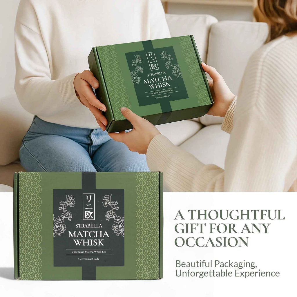 Matcha Whisk Gift Set, Bamboo Whisk and Ceramic Bowl