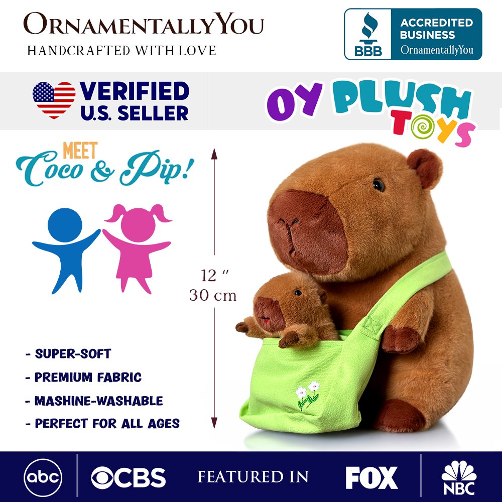 Coco the Capybara and Baby Plush Set, 12 in
