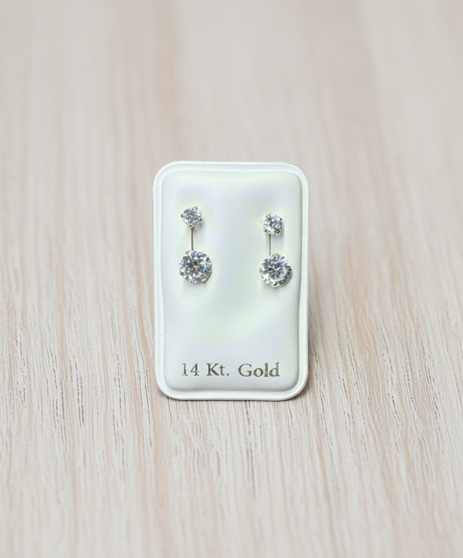 14K Solid Gold Curb Stud Earrings, Screw Back