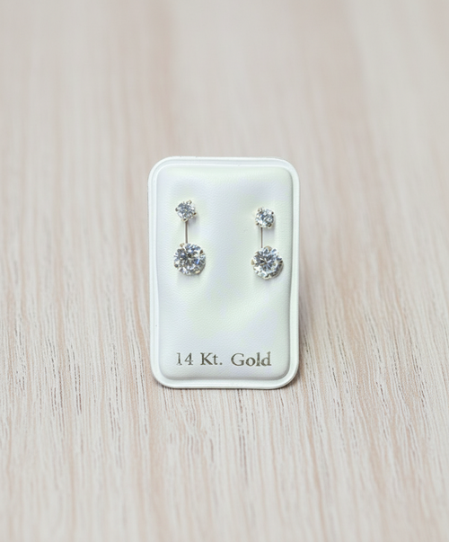 14K Solid Gold Curb Stud Earrings, Screw Back