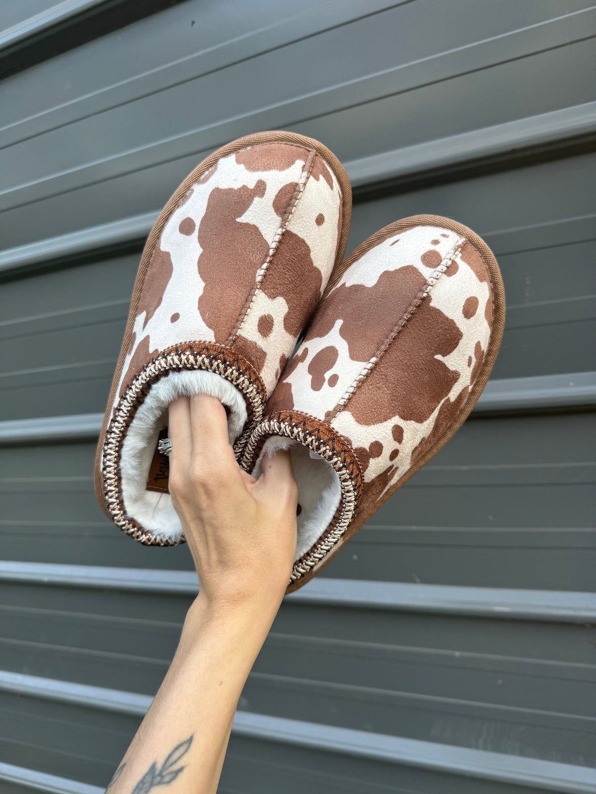 Cow Print Slip-On Slippers