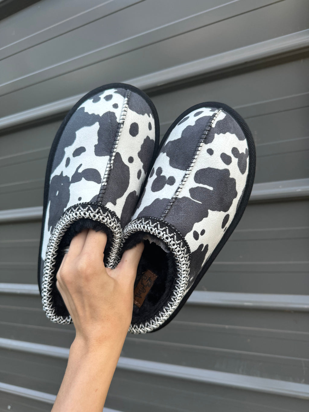 Cow Print Slip-On Slippers