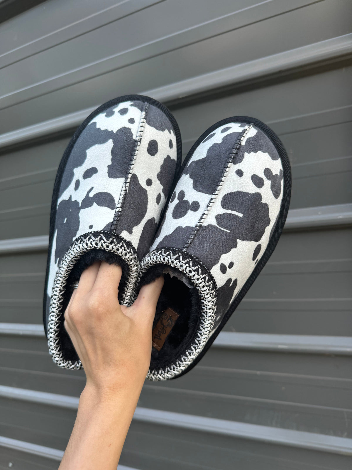 Cow Print Slip-On Slippers
