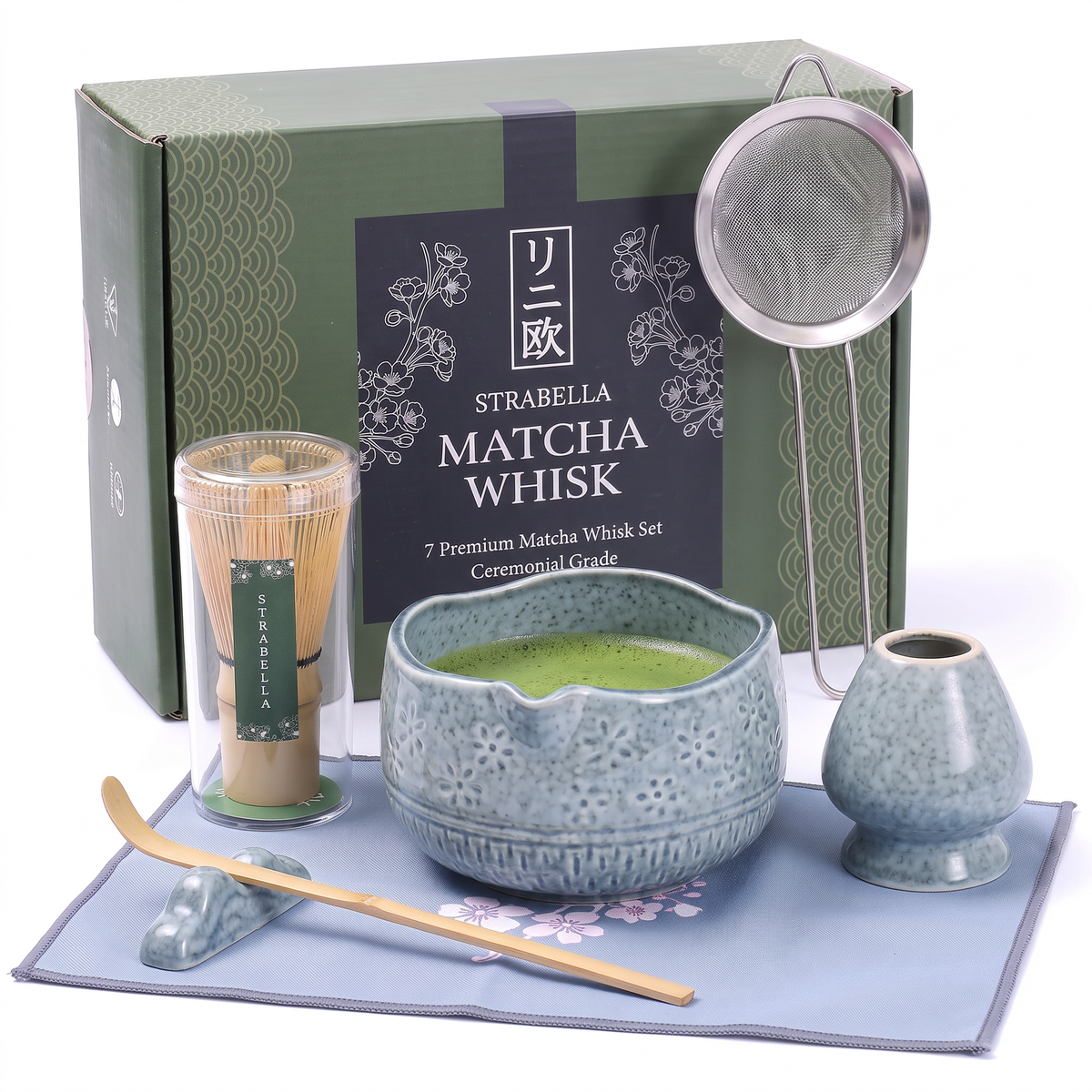 Matcha Whisk Gift Set, Bamboo Whisk and Ceramic Bowl