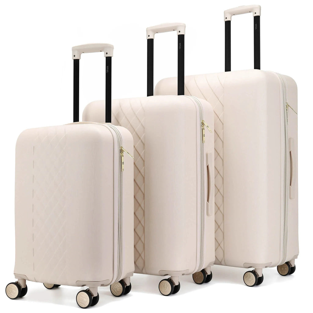 Diamond 3-Piece Expandable Spinner Luggage Set, Black