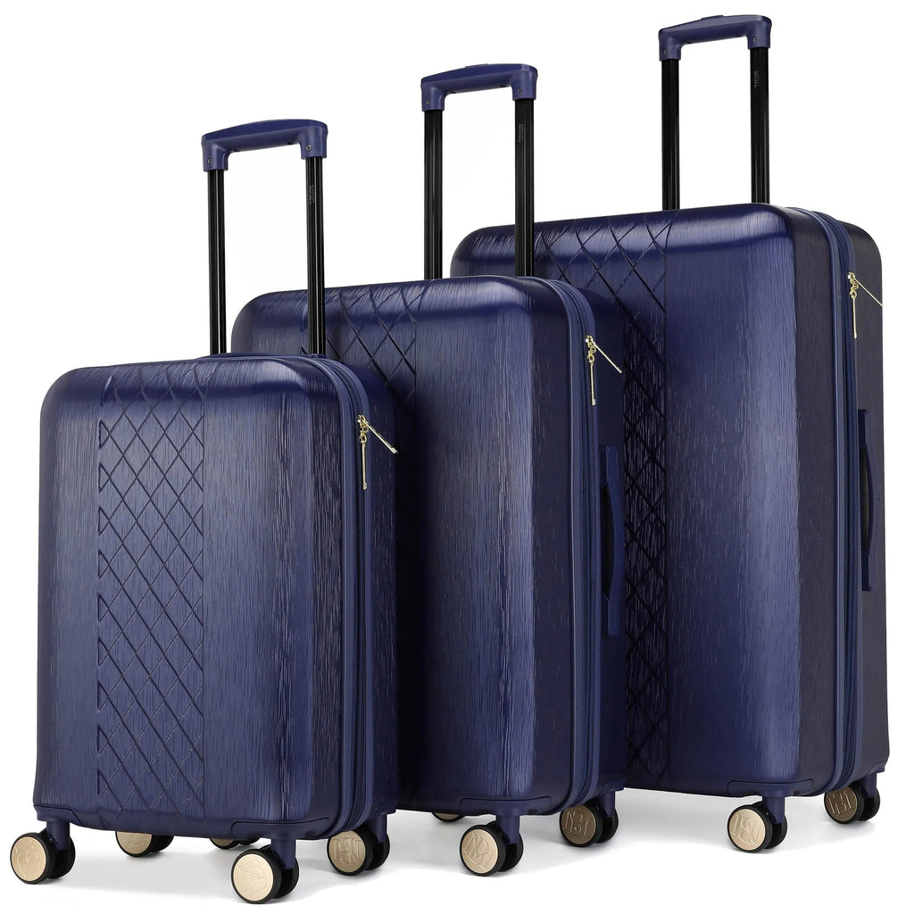 Diamond 3-Piece Expandable Spinner Luggage Set, Black