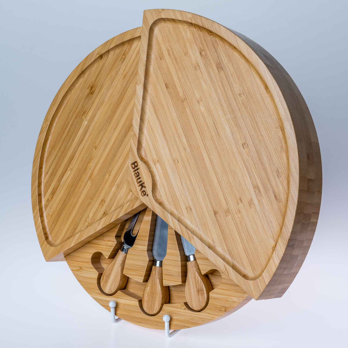 Bamboo Swivel Cheese Board with Knife Drawer, 14 in