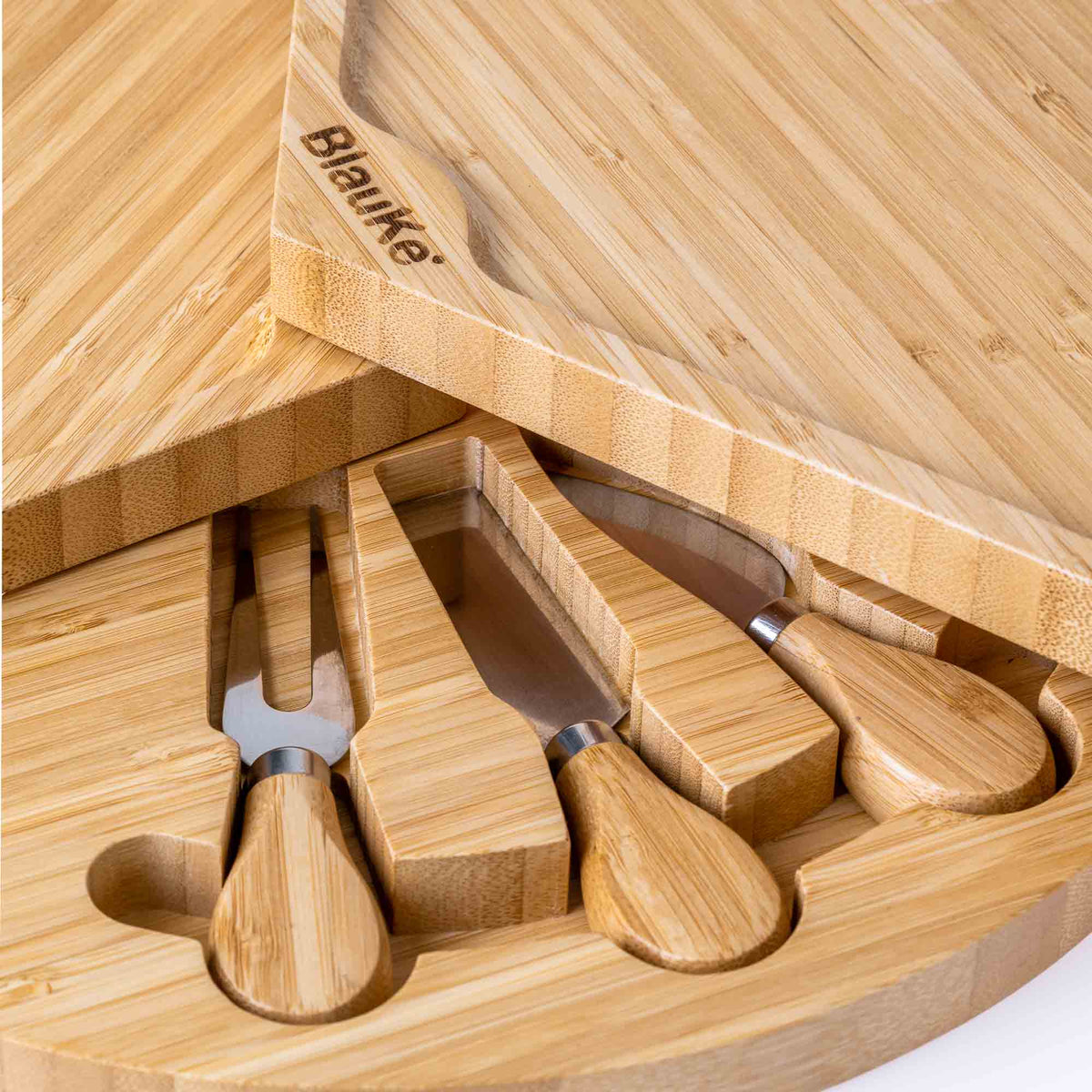 Bamboo Swivel Cheese Board with Knife Drawer, 14 in