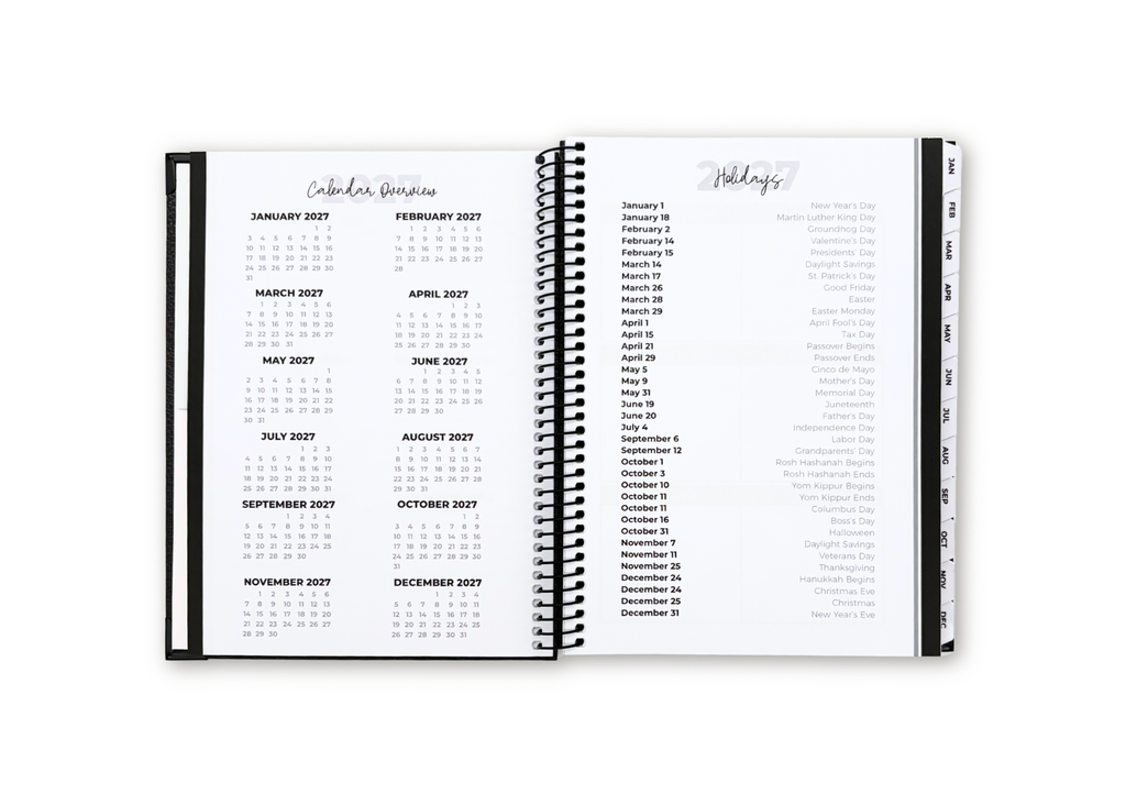 2027 Black Leather Look Weekly Planner