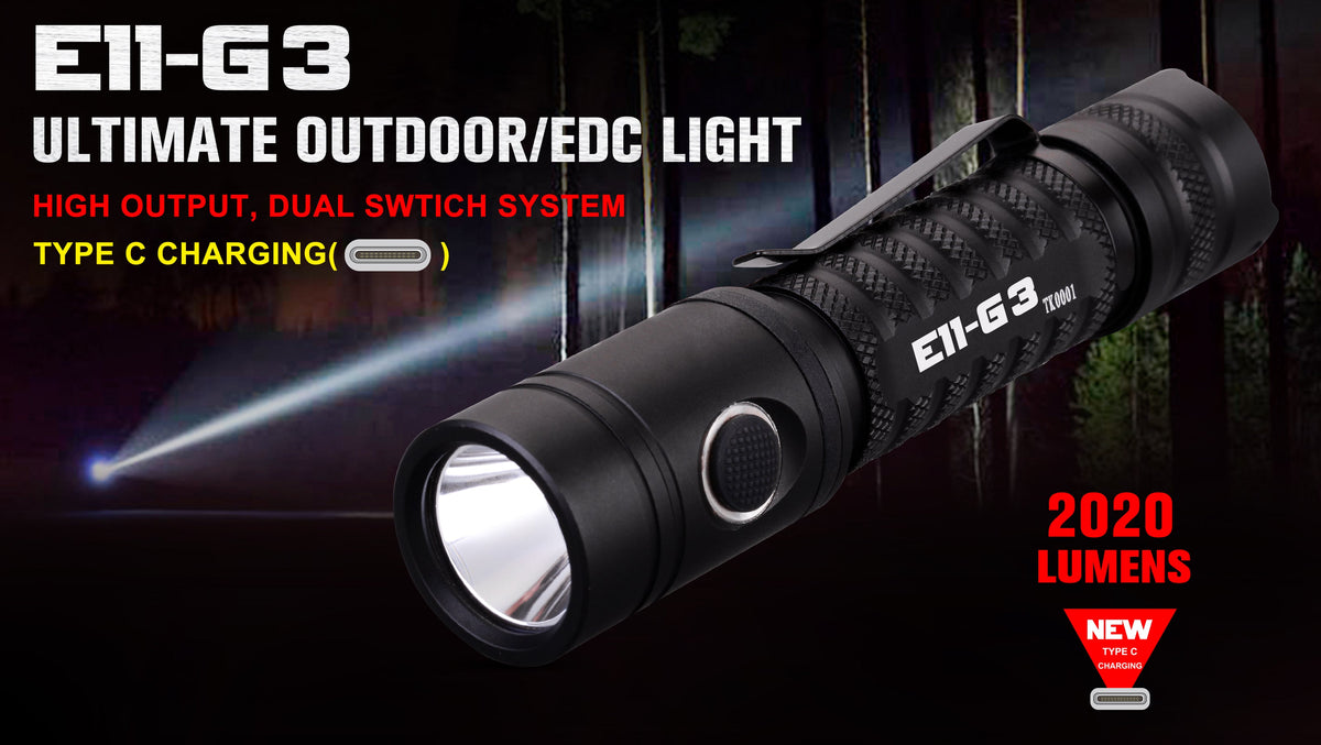 Powertac E11 Gen3 Rechargeable Flashlight, 2,020 Lumens