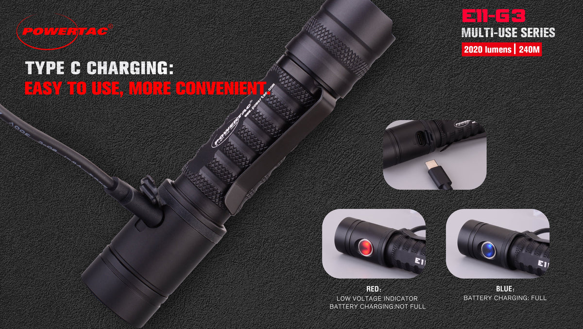 Powertac E11 Gen3 Rechargeable Flashlight, 2,020 Lumens