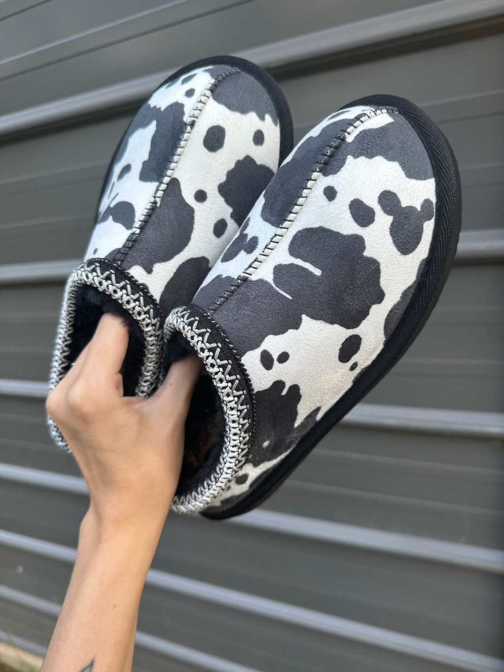 Cow Print Slip-On Slippers