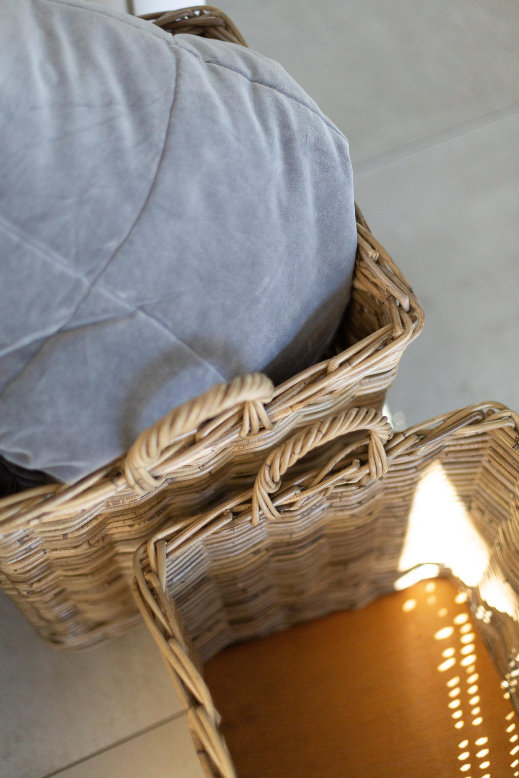Rattan Storage Basket on Wheels