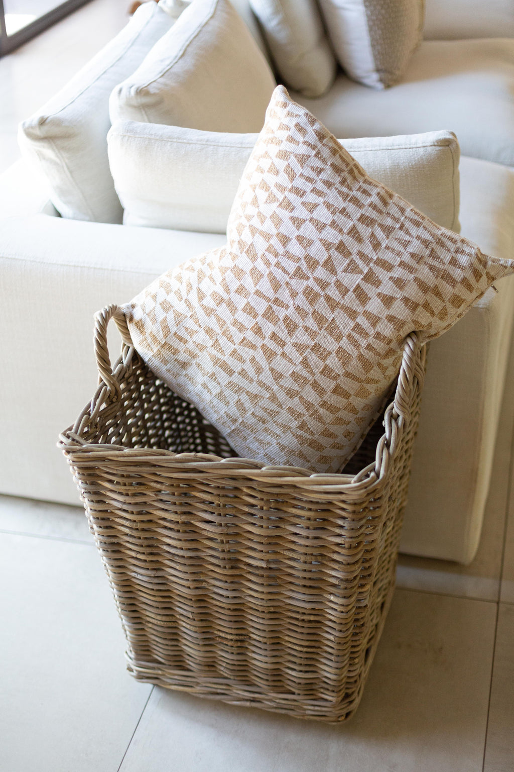 Rattan Storage Basket on Wheels