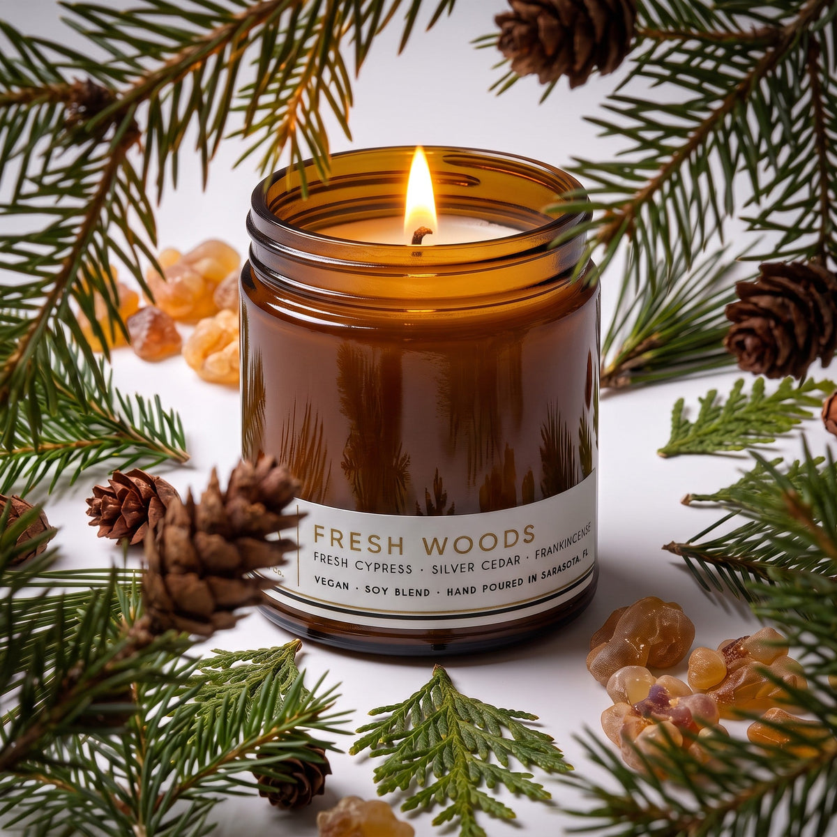Fresh Woods Soy Candle (Pine, Balsam, Fir and Cedar)