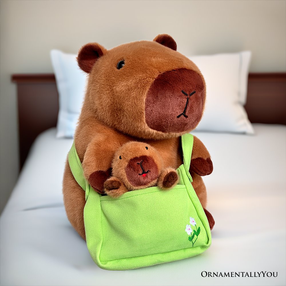 Coco the Capybara and Baby Plush Set, 12 in