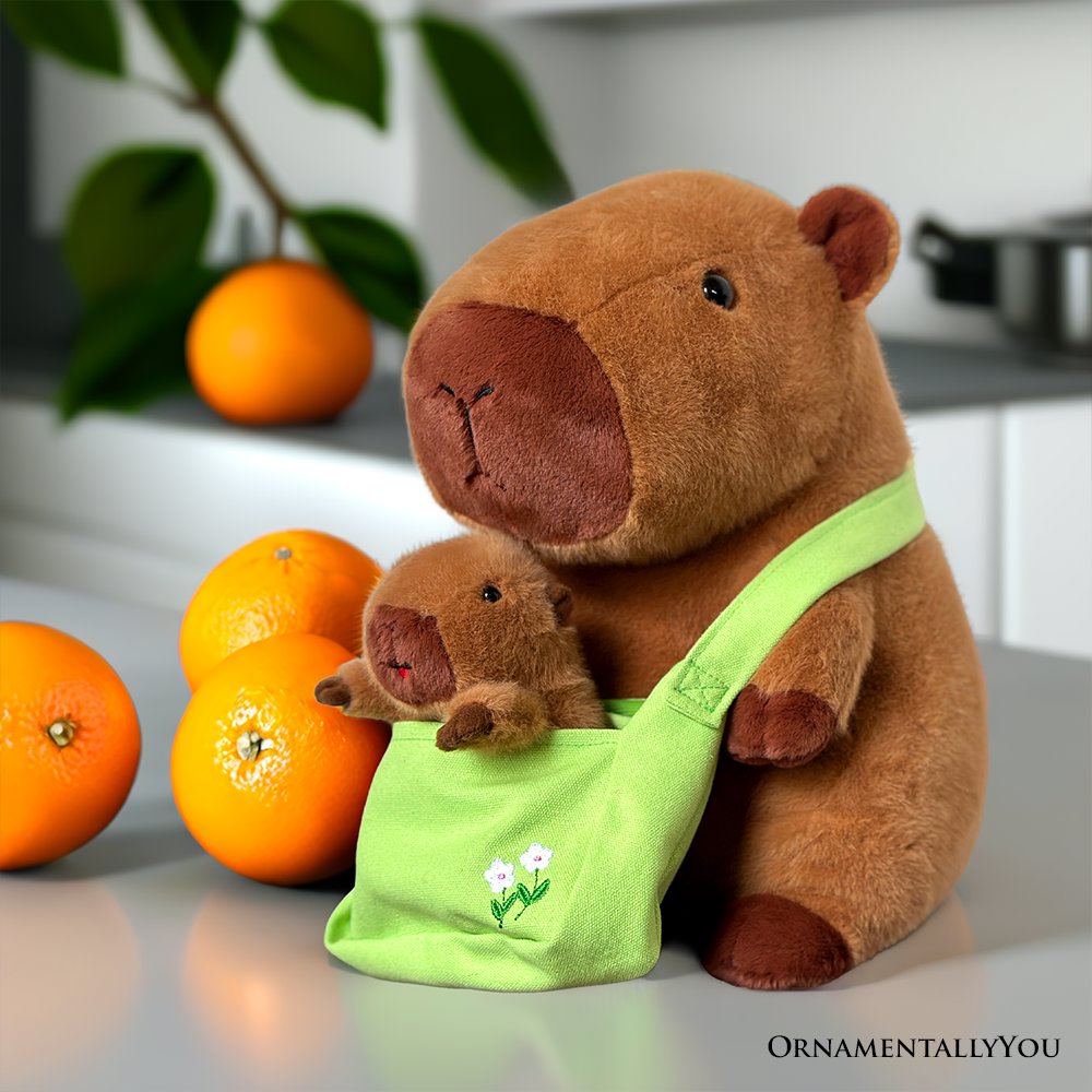 Coco the Capybara and Baby Plush Set, 12 in