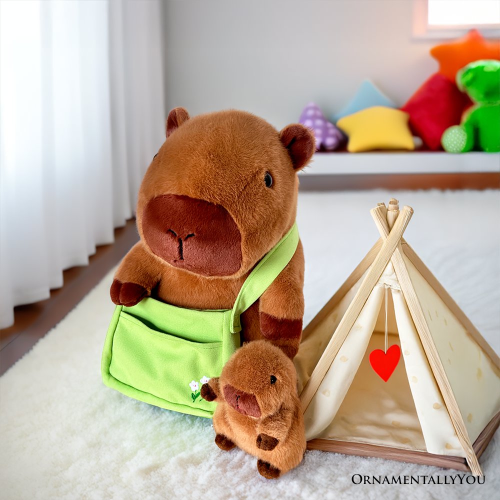 Coco the Capybara and Baby Plush Set, 12 in