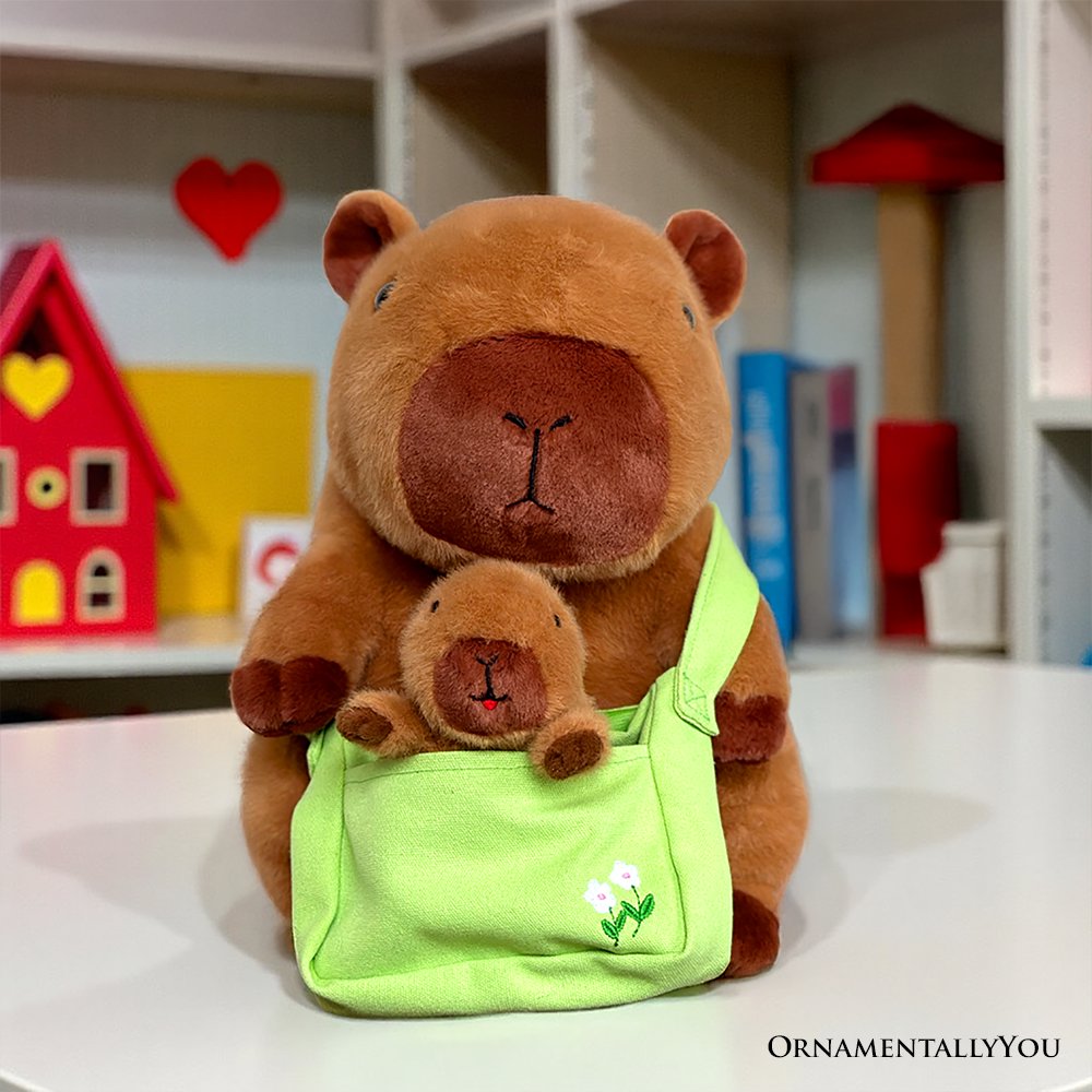Coco the Capybara and Baby Plush Set, 12 in