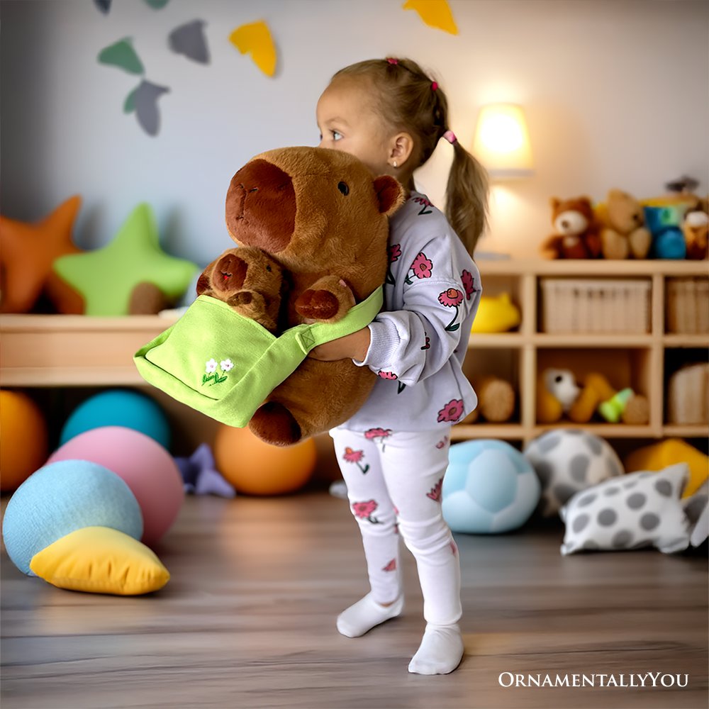 Coco the Capybara and Baby Plush Set, 12 in