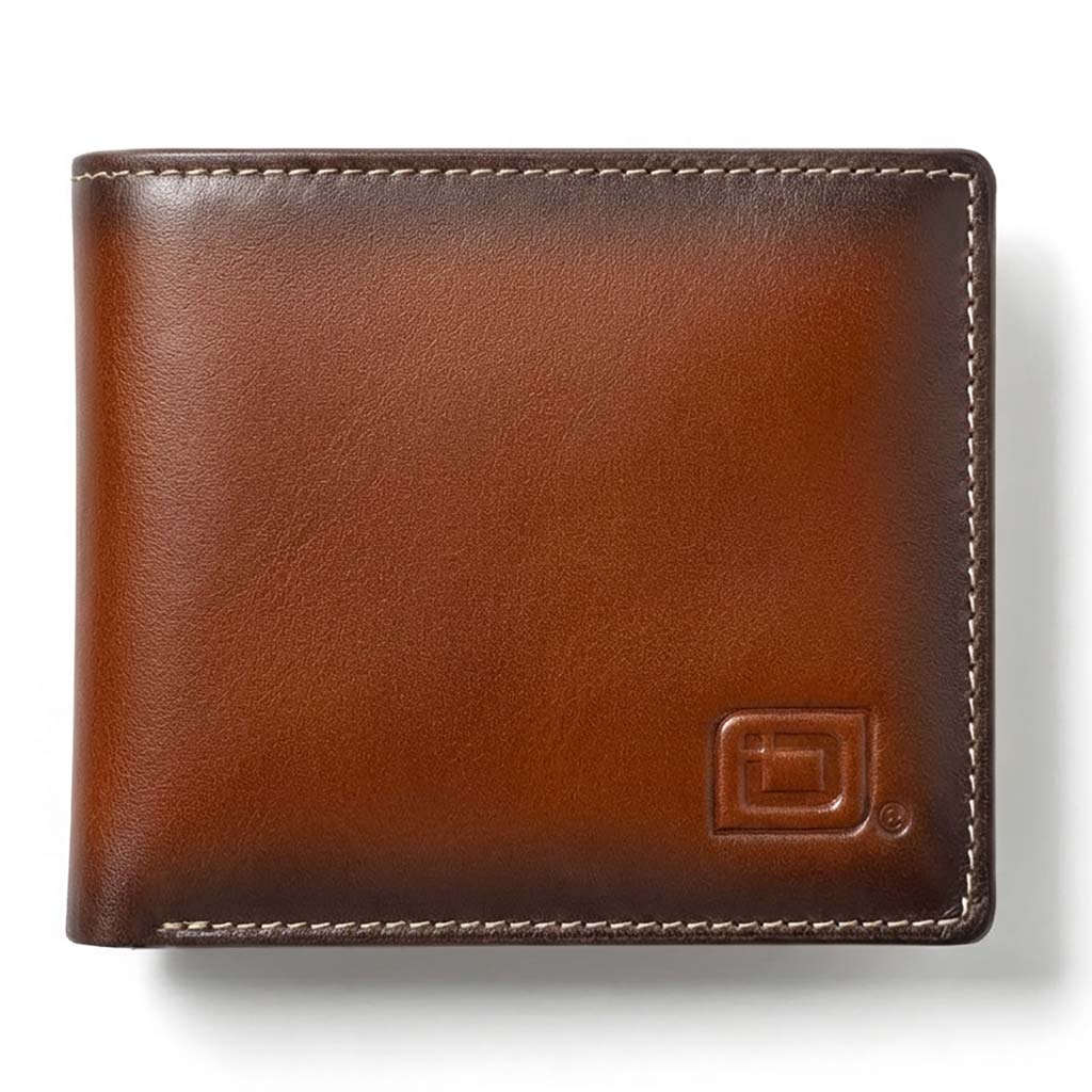 RFID-Blocking Leather Bifold Wallet with ID Window