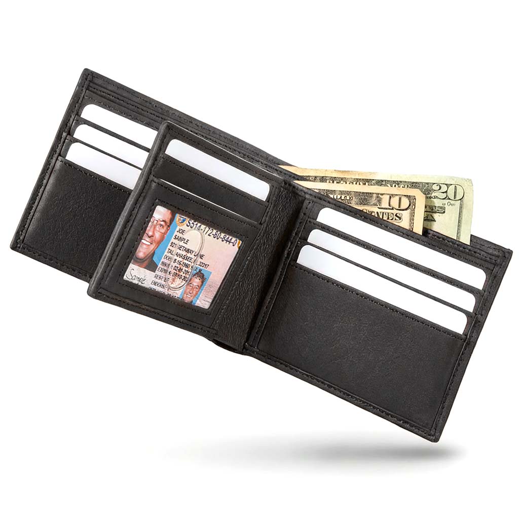 RFID-Blocking Leather Bifold Wallet with ID Window