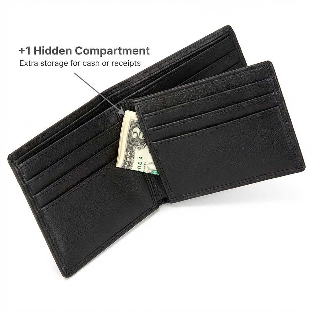 RFID-Blocking Leather Bifold Wallet with ID Window