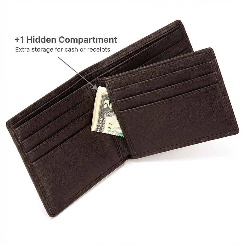 RFID-Blocking Leather Bifold Wallet with ID Window