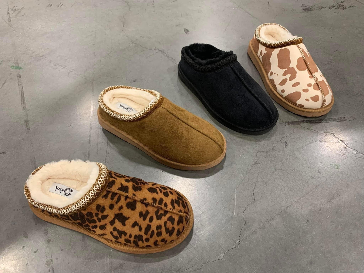 Cow Print Slip-On Slippers