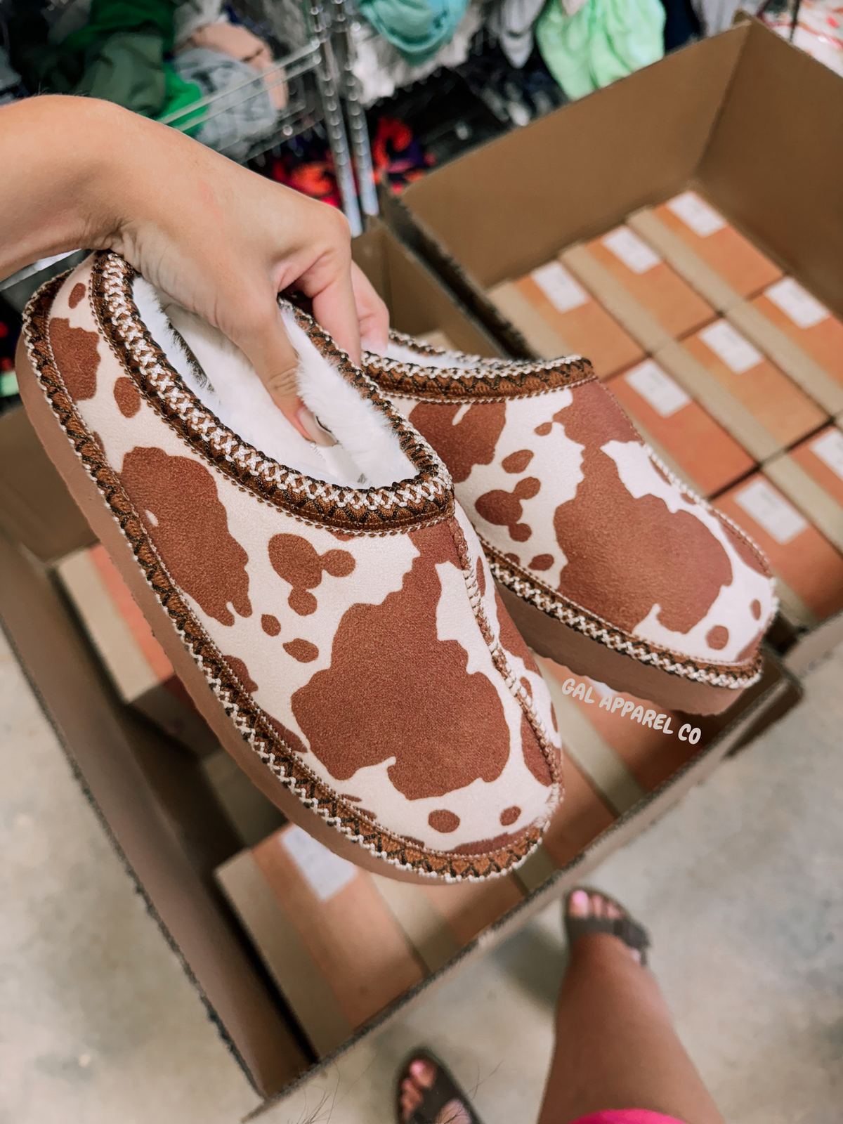 Cow Print Slip-On Slippers