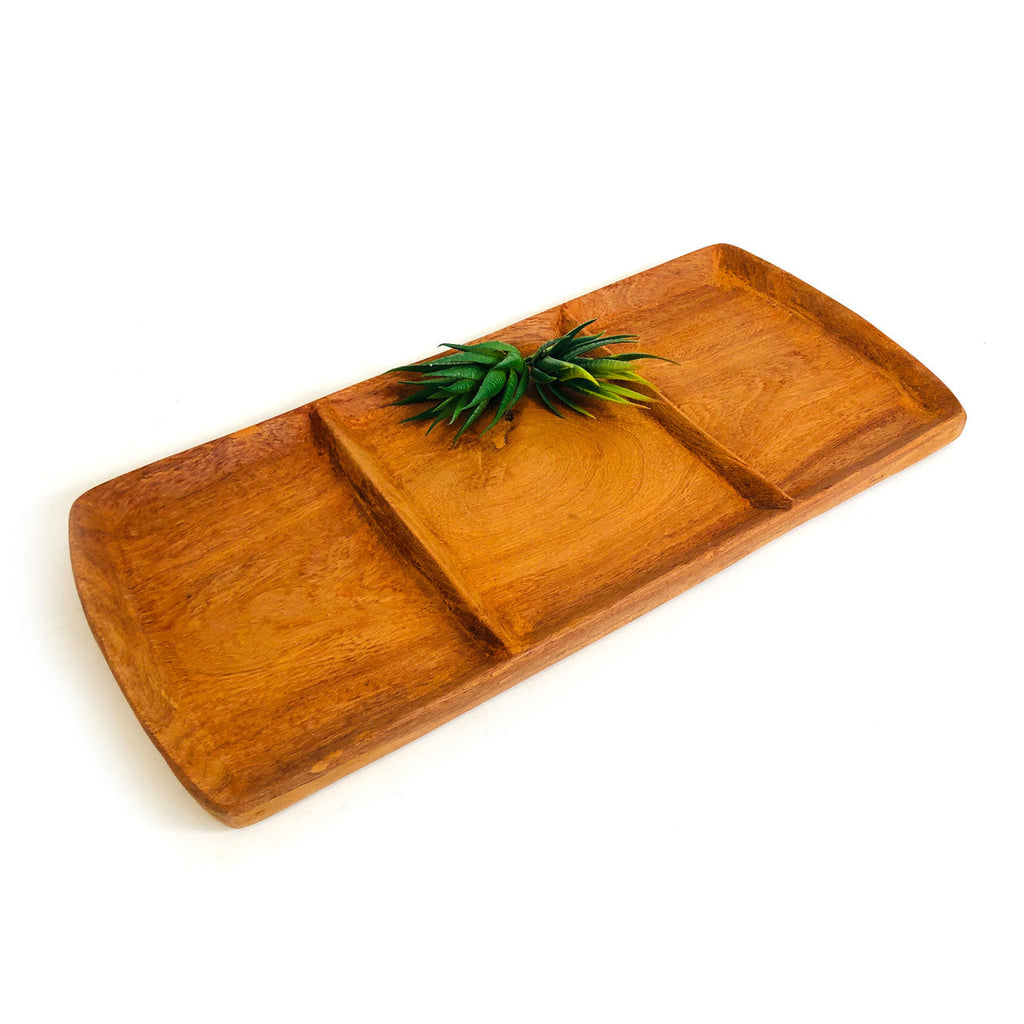 Teak 3-Section Serving Platter