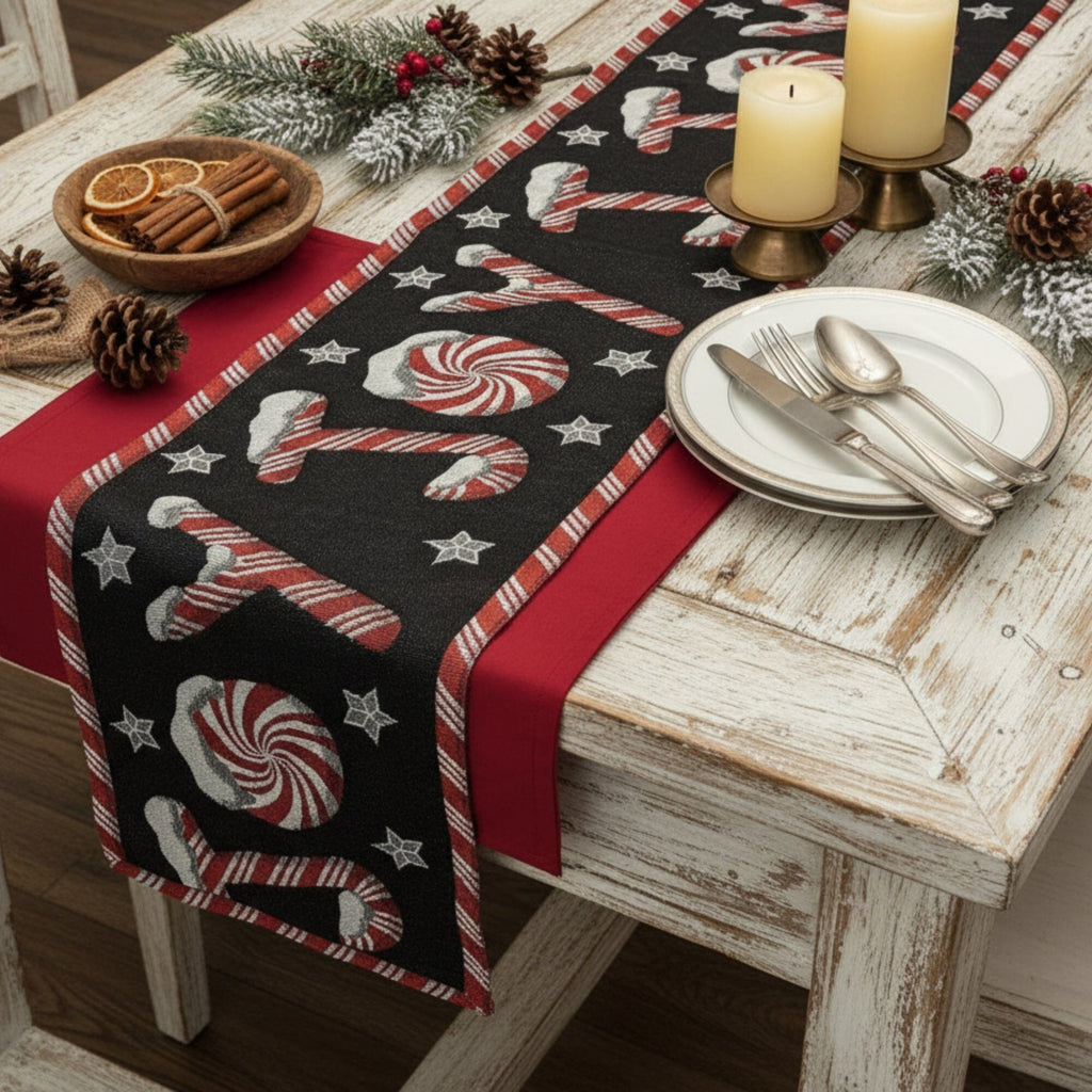 Peppermint Joy Christmas Table Runner