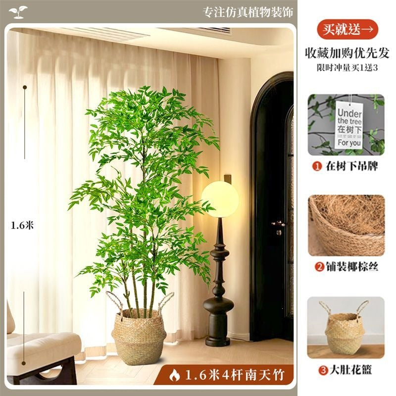 Artificial nandina bamboo floor plant