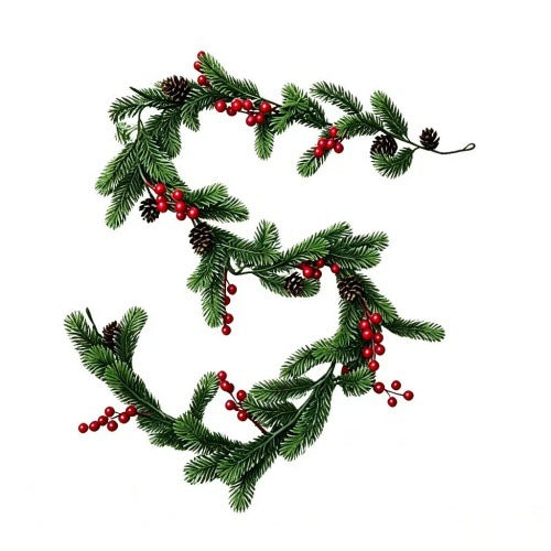 Faux Cedar Garland with Red Berries and Pine Cones, 6.5 ft