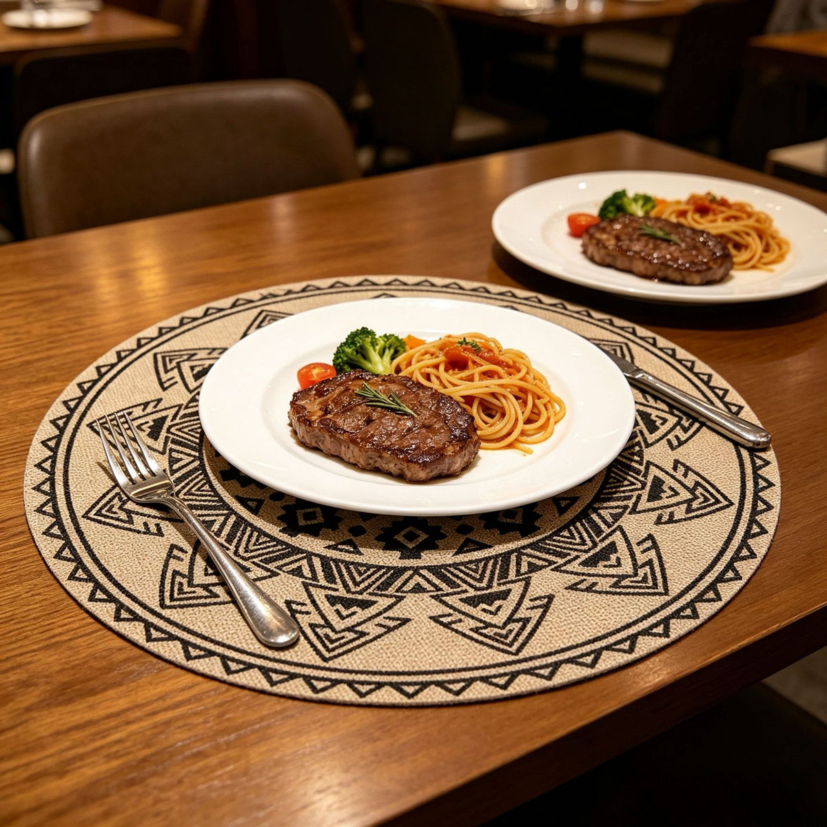 Bohemian Round Linen Placemat, Heat-Resistant