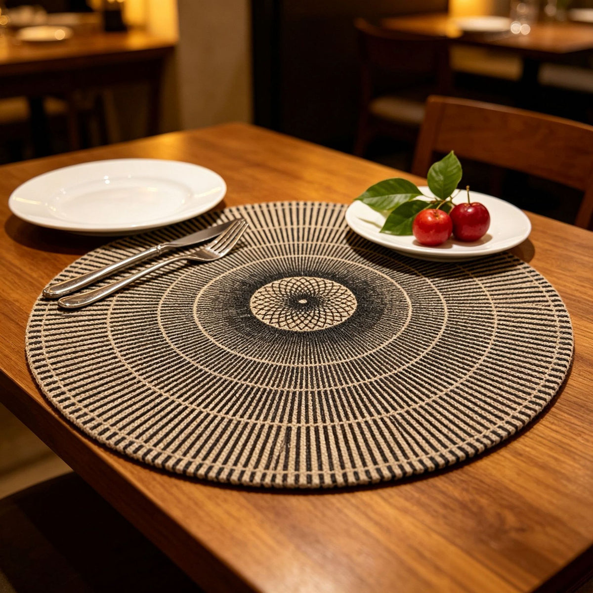 Bohemian Round Linen Placemat, Heat-Resistant
