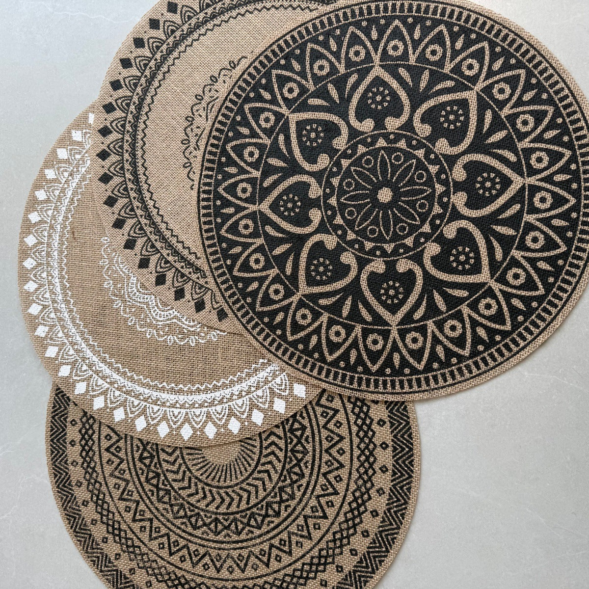 Bohemian Round Linen Placemat, Heat-Resistant