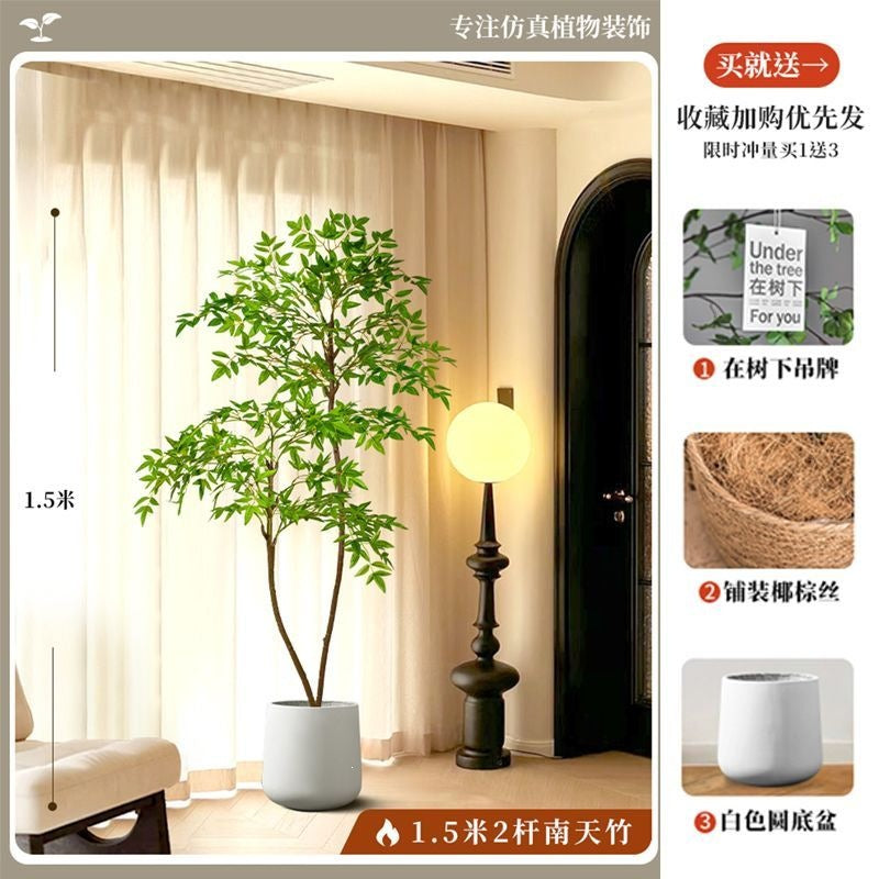 Artificial nandina bamboo floor plant