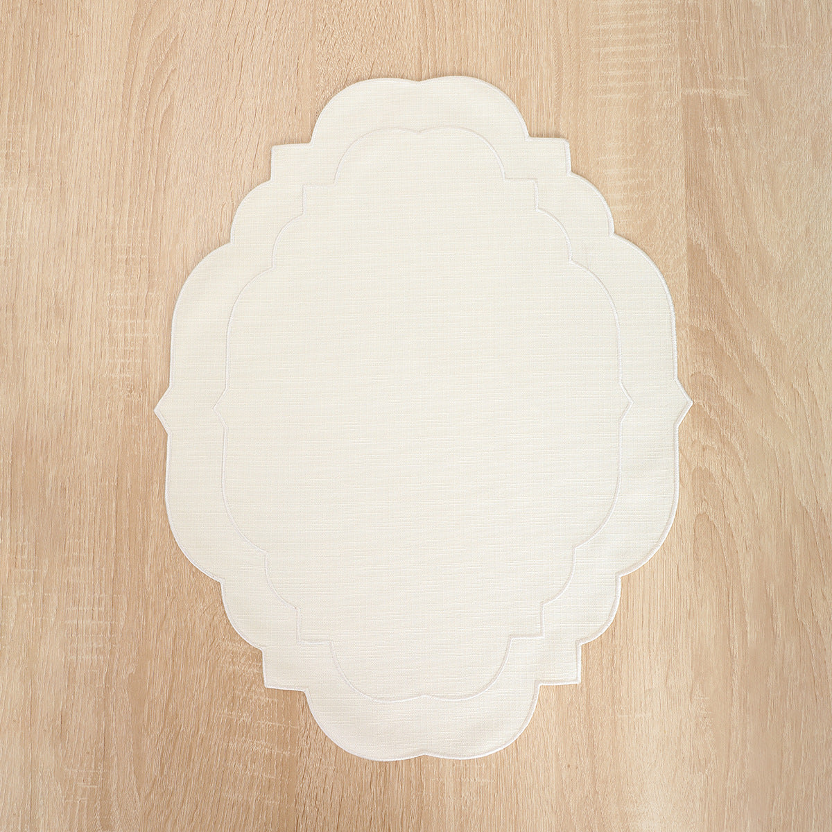 Embroidered Cotton-Linen Placemat, Round or Shaped