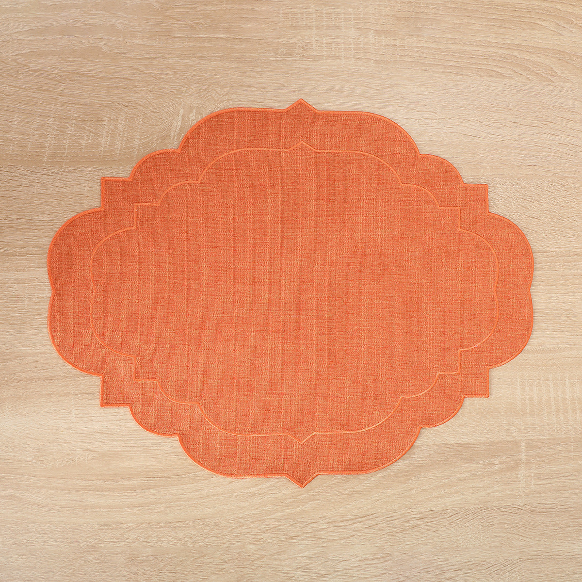 Embroidered Cotton-Linen Placemat, Round or Shaped